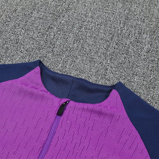 25/26 FC Barcelona Half Zip Training Purple/Blue Tracksuit