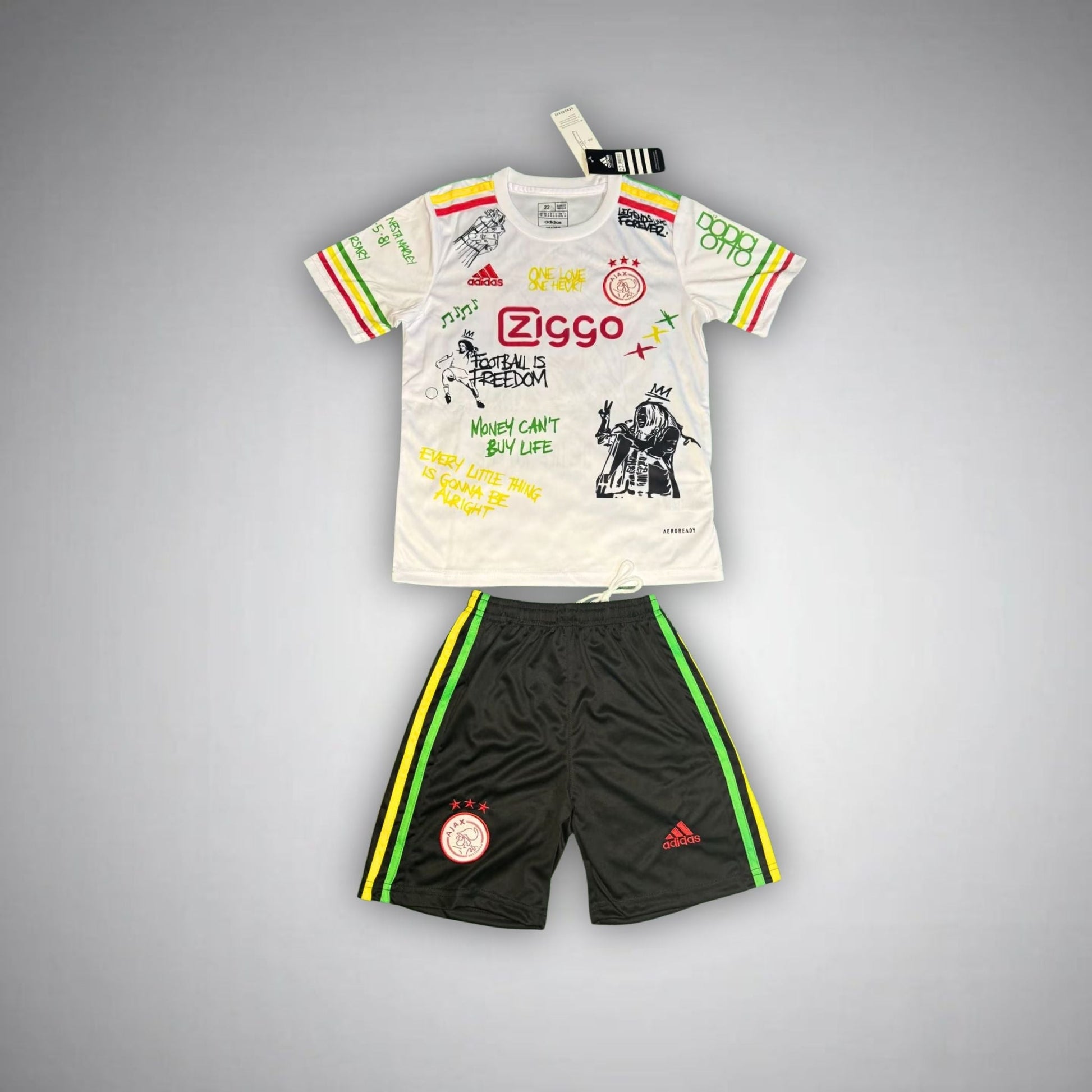 Ajax "Bob Marley" White Premium Kids Size Kit - FutKulture