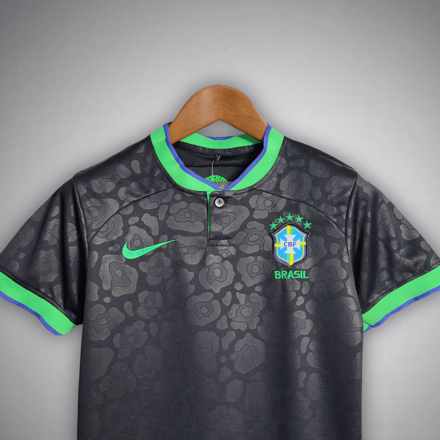 Brazil "Black Leopard" Premium Kids Size Kit - FutKulture