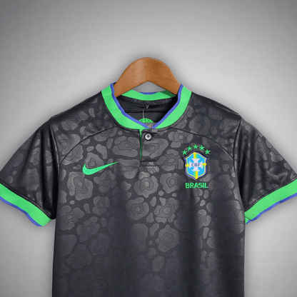 Brazil "Black Leopard" Premium Kids Size Kit - FutKulture