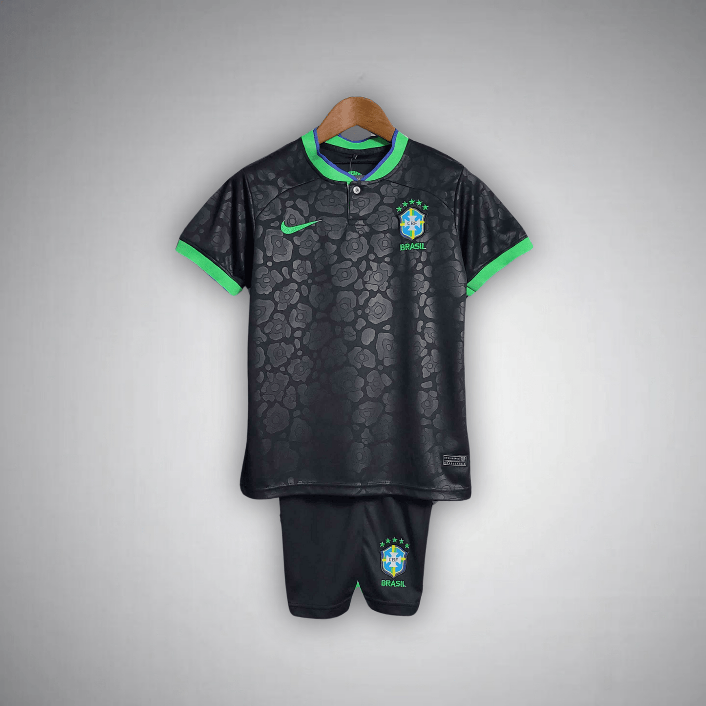 Brazil "Black Leopard" Premium Kids Size Kit - FutKulture