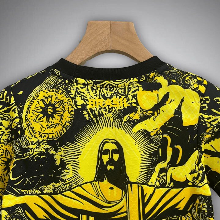 Brazil "Jesus" Premium Kids Size Yellow Kit - FutKulture