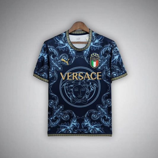 Italy "Versace" Premium Dark Blue Kit - FutKulture